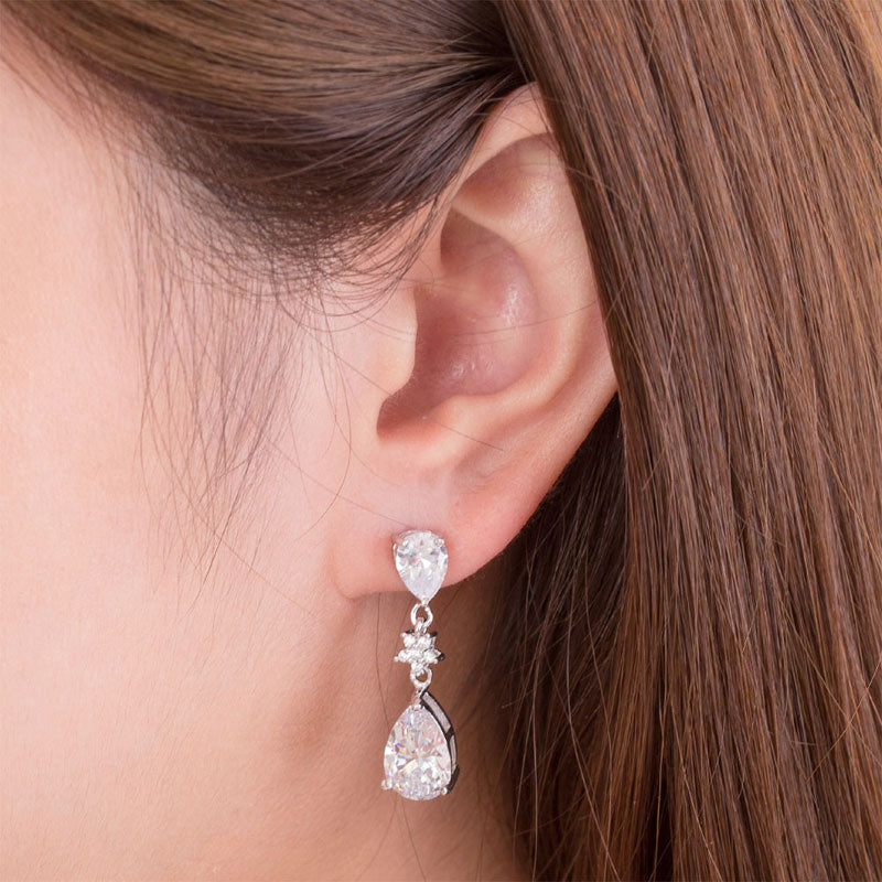 925純銀高仿鑽伴娘耳環 Silver Dangle Bridesmaids Earrings