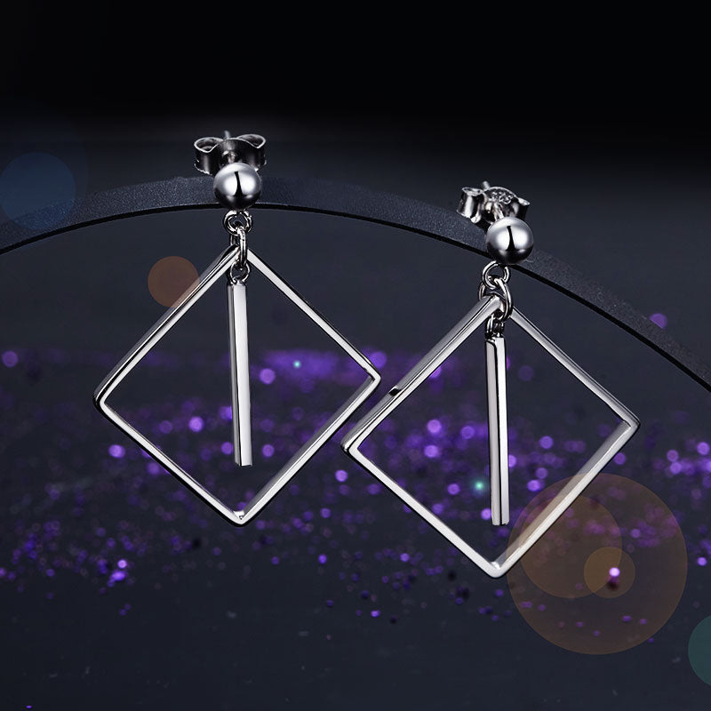 925純銀日韓款式正幾何簡約時尚耳環 925 Silver Dangle Earrings