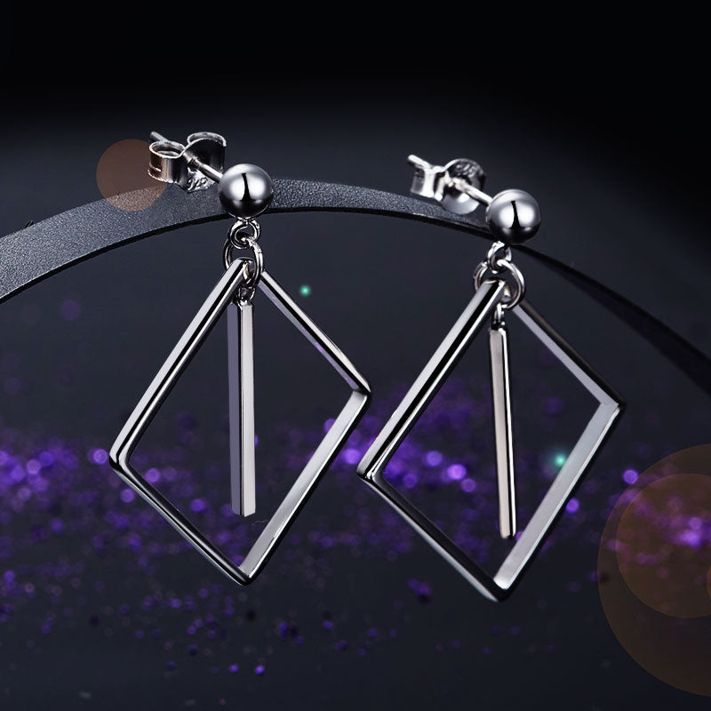 925純銀日韓款式正幾何簡約時尚耳環 925 Silver Dangle Earrings