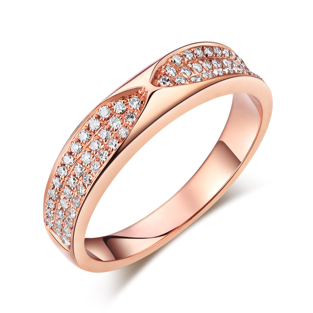 細緻微鑲 純14K玫瑰金 天然鑽石 0.31克拉 戒指 - 精品珠寶