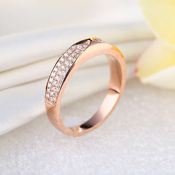 細緻微鑲 純14K玫瑰金 天然鑽石 0.31克拉 戒指 - 精品珠寶
