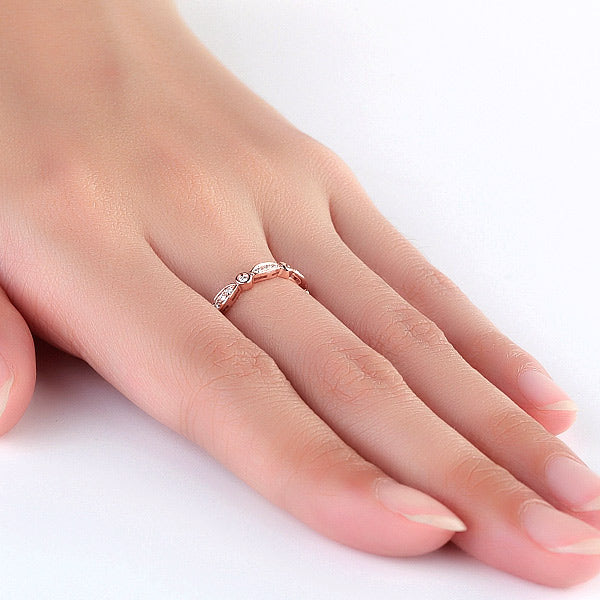 復古魅力 純14K玫瑰金 天然鑽石 0.325克拉 戒指 - 精品珠寶