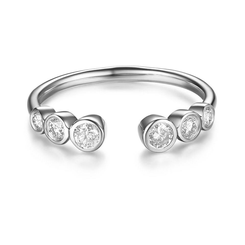 極簡自在 純14K白金 開扣式 天然鑽石 0.26克拉 戒指 - 精品珠寶