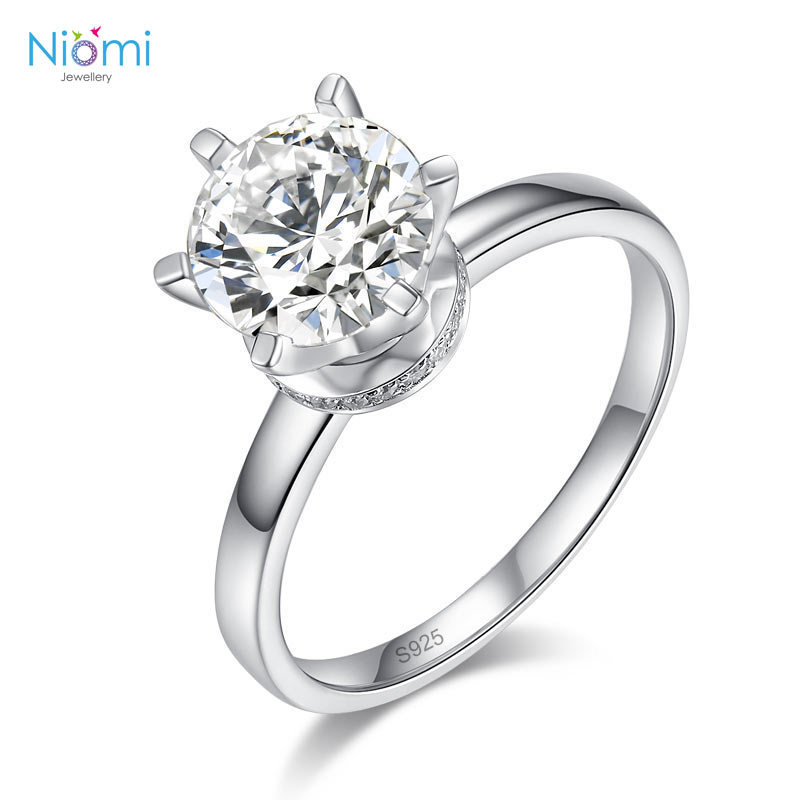 2卡莫桑石戒指經典6爪鑽戒925純銀香港莫桑鑽專門店- Niomi Jewellery